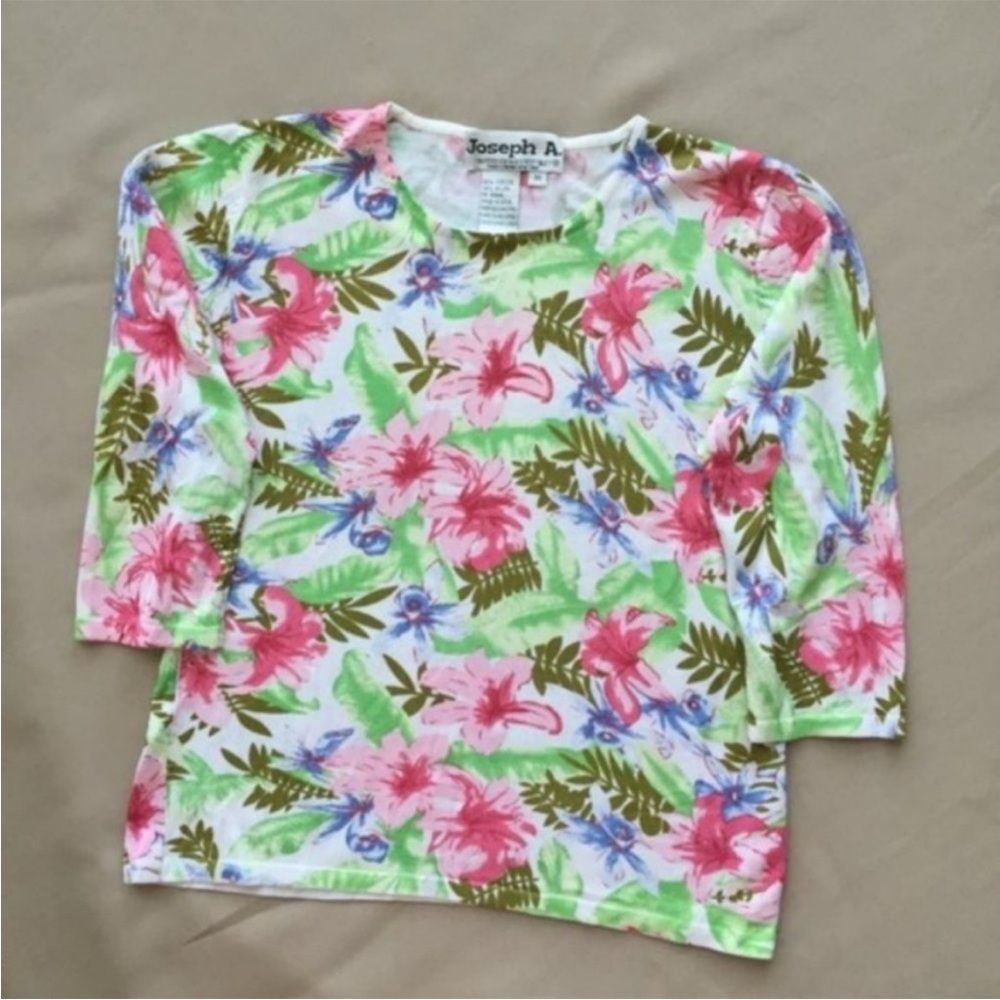Joseph A. Lightweight Floral Sweater Top M Y2K